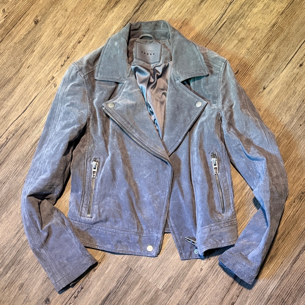 Blank NYC Gray Suede Moto Jacket